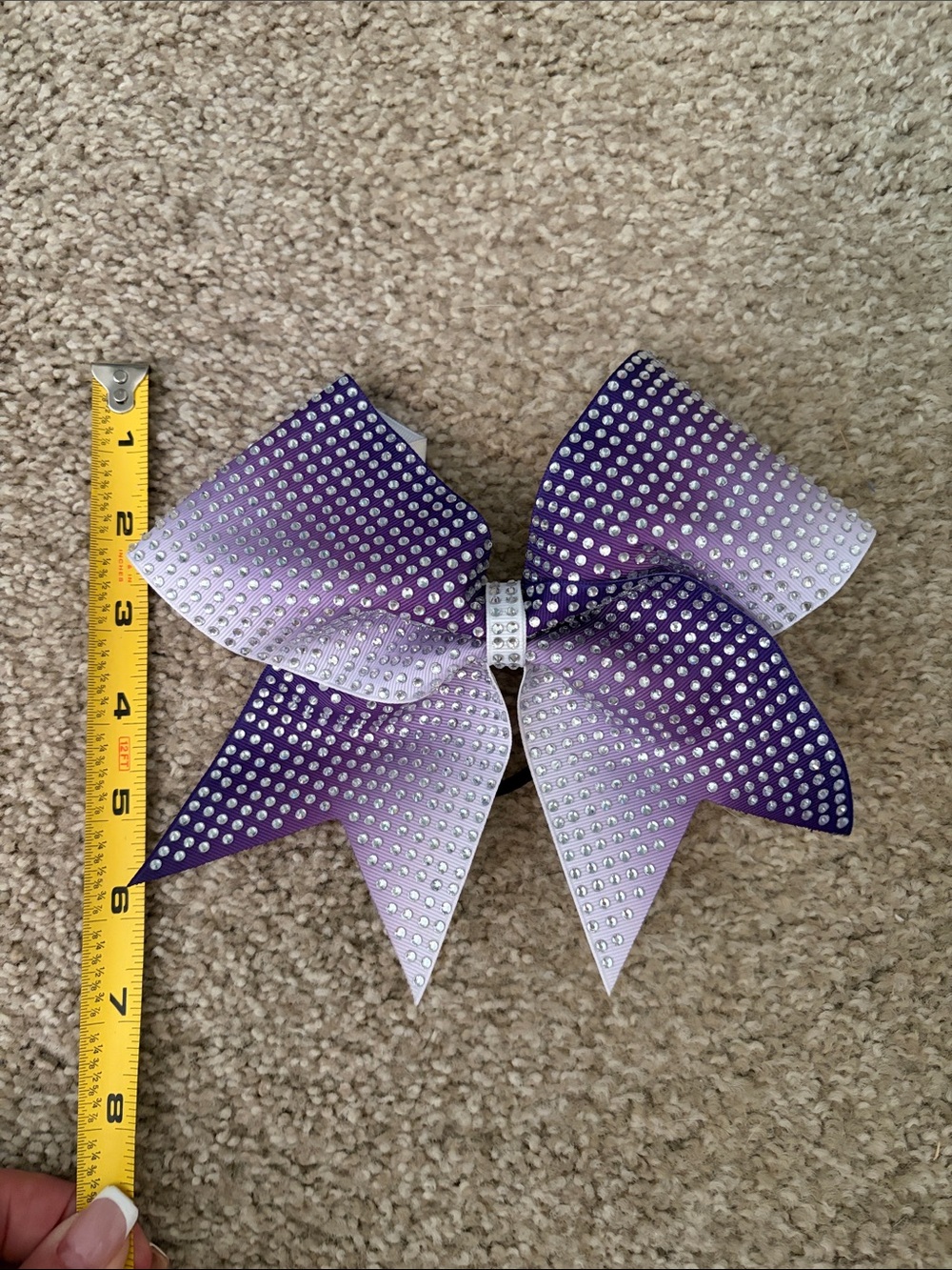 Sparkling Purple Ombre Rhinestone Cheer Hair Bow for Kids